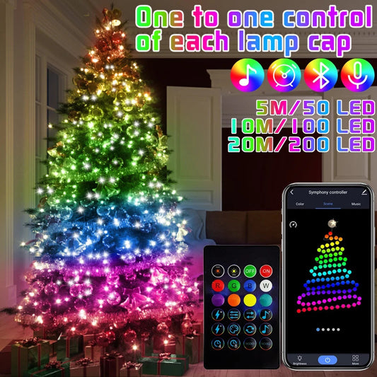 "Magical Christmas Fairy Lights: Transform Your Outdoor Space with USB APP Control for Festive Wedding, Party, and Garden Decor"